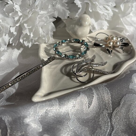 STERLING SILVER PEARL & RHINESTONE BROOCH COLLECTION - Picture 3 of 11